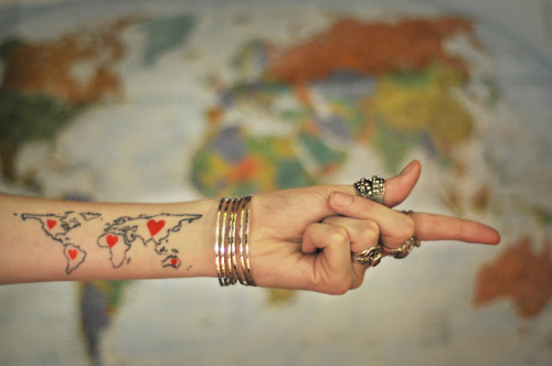 world map tattoo foot. Beautiful World Map Tattoo by